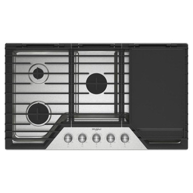 Whirlpool® 36-inch Gas Cooktop with 2-in-1 Hinged Grate to Griddle WCGK7536PS
