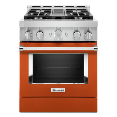 KitchenAid® 30'' Smart Commercial-Style Gas Range with 4 Burners KFGC500JSC