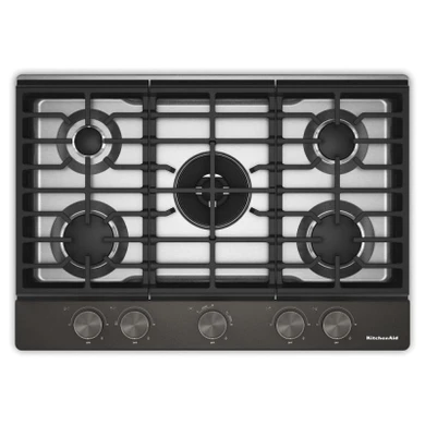 Kitchenaid® Gas-on-Metal Cooktop with an Integrated Wok Grate and CookShield™ Finish KCGK730SBE