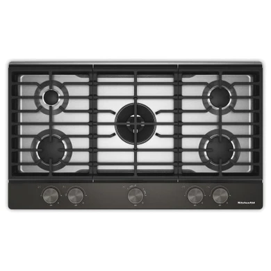 Kitchenaid® Gas-on-Metal Cooktop with an Integrated Wok Grate and CookShield™ Finish KCGK736SBE