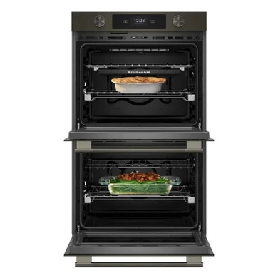 Kitchenaid® 30-inch Smart Electric Double Wall Oven with Intelligent Cooking Camera - Black Ore KOED930SBE
