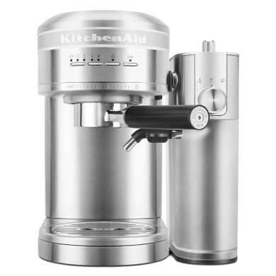 Kitchenaid® Metal Semi-Automatic Espresso Machine and Automatic Milk Frother Attachment Bundle KES6504SX
