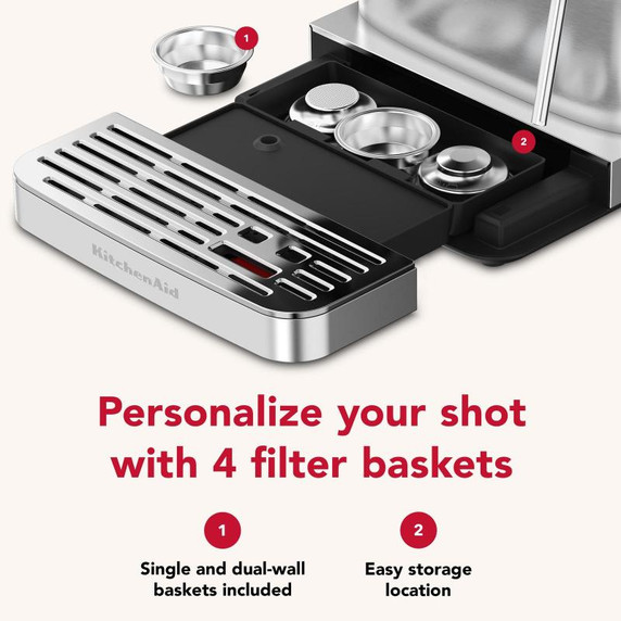 Kitchenaid® Semi Automatic Espresso Machine with Burr Grinder KES6551SX