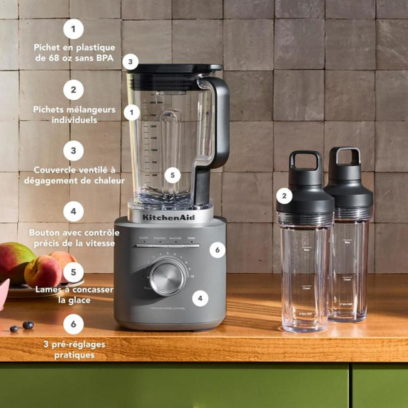 KitchenAid® Pure Power Blender with 2 Personal Blending Jars KSB2078DG