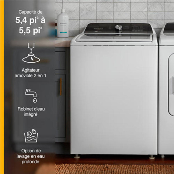 Whirlpool® 5.4 - 5.5 Cu. Ft. I.E.C. Capacity Top Load Washer with Removable Agitator WTW5057LW