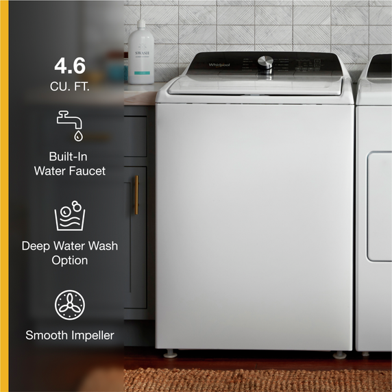 Whirlpool® 5.3 Cu. Ft. Top Load Impeller Washer with Built-in Faucet WTW5010LW