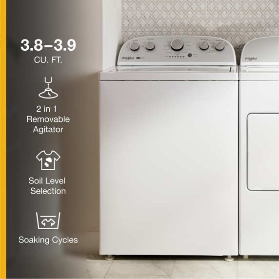 Whirlpool® 4.4–4.5 Cu. Ft. I.E.C. Top Load Washer with Removable Agitator WTW4957PW