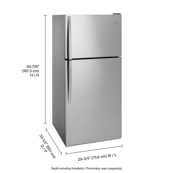 Whirlpool® 30-inch Wide Top Freezer Refrigerator - 18 cu. ft. WRT318FZDM