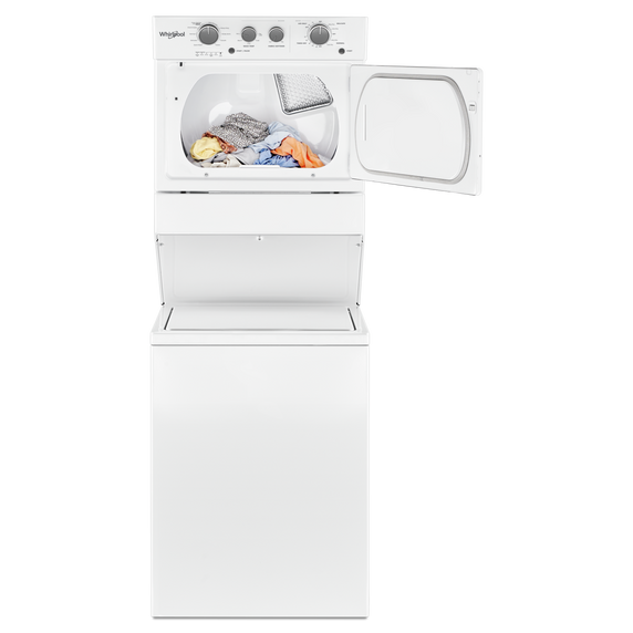 Whirlpool® 4.0 cu.ft I.E.C. Electric Stacked Laundry Center 9 Wash cycles and AutoDry™ YWET4027HW