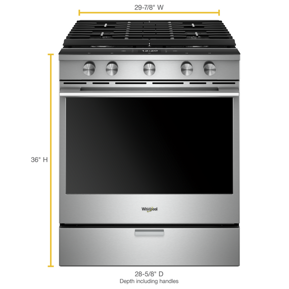 Whirlpool® 5.8 cu. ft. Smart Slide-in Gas Range with EZ-2-Lift™ Hinged Cast-Iron Grates WEGA25H0HZ