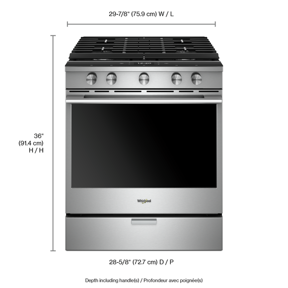 Whirlpool® 5.8 cu. ft. Smart Slide-in Gas Range with EZ-2-Lift™ Hinged Cast-Iron Grates WEGA25H0HZ