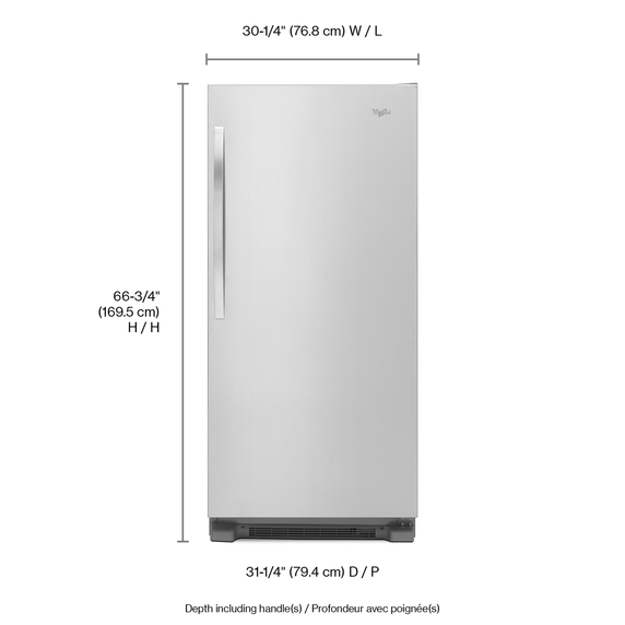 Whirlpool® 30-inch Wide SideKicks® All-Refrigerator with LED Lighting - 18 cu. ft. WSR57R18DM