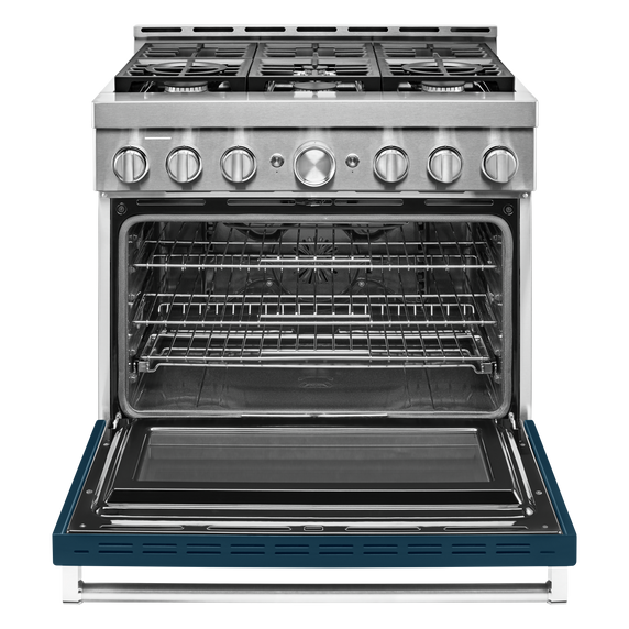 KitchenAid® 36'' Smart Commercial-Style Gas Range with 6 Burners KFGC506JIB