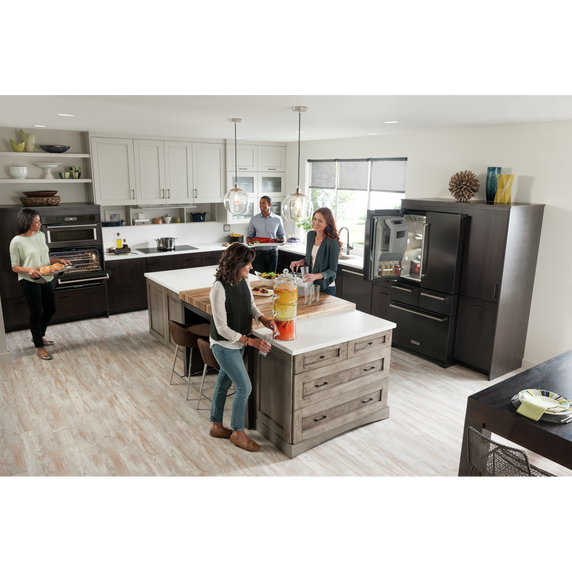 Kitchenaid® 25.8 Cu. Ft. 36 Multi-Door Freestanding Refrigerator with Platinum Interior Design and PrintShield™ Finish KRMF706EBS