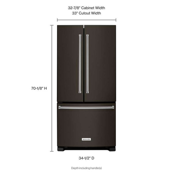 Kitchenaid® 22 cu. Ft. 33-Inch Width Standard Depth French Door Refrigerator with Interior Dispense and PrintShield™ Finish KRFF302EBS