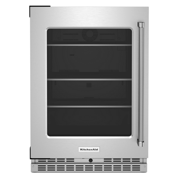 Kitchenaid® 24 Undercounter Refrigerator with Glass Door and Shelves with Metallic Accents KURL314KSS