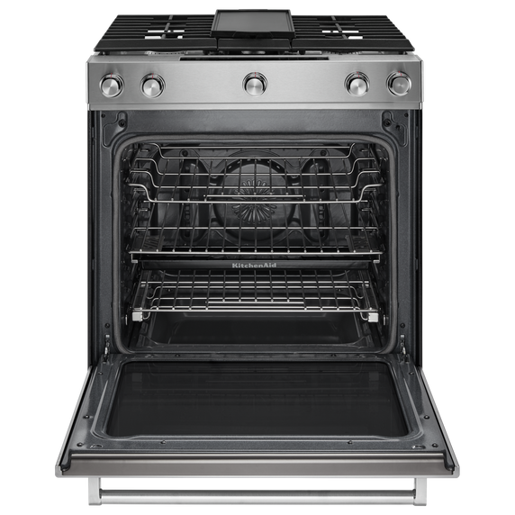 Kitchenaid® 30-Inch 5-Burner Dual Fuel Convection Slide-In Range with Baking Drawer YKSDB900ESS