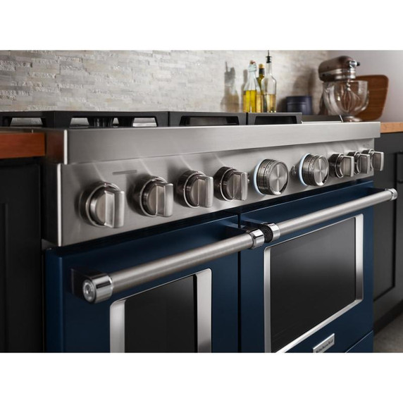 KitchenAid® 48'' Smart Commercial-Style Dual Fuel Range with Griddle KFDC558JIB