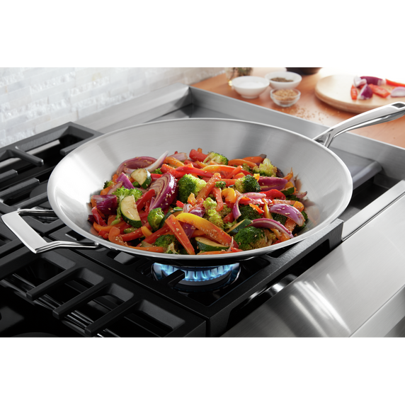KitchenAid® 48'' Smart Commercial-Style Dual Fuel Range with Griddle KFDC558JIB