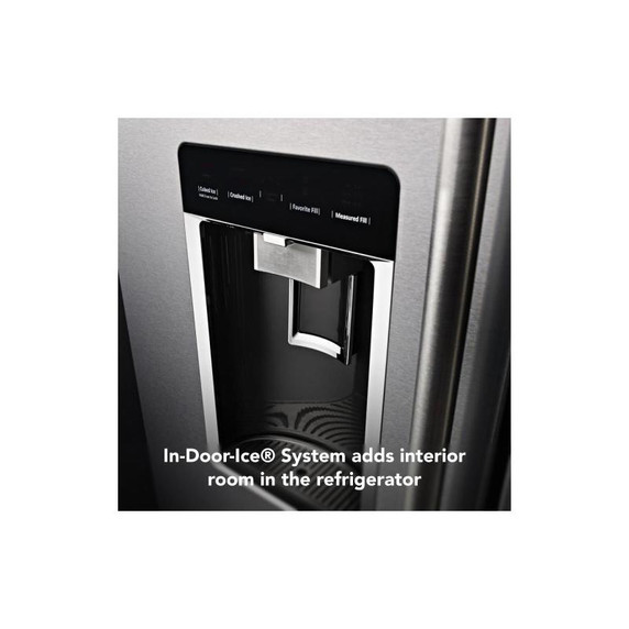 Kitchenaid® 23.8 cu. ft. 36" Counter-Depth French Door Platinum Interior Refrigerator with PrintShield™ Finish KRFC704FPS
