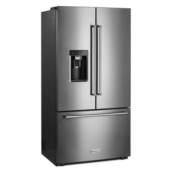 Kitchenaid® 23.8 cu. ft. 36" Counter-Depth French Door Platinum Interior Refrigerator with PrintShield™ Finish KRFC704FPS