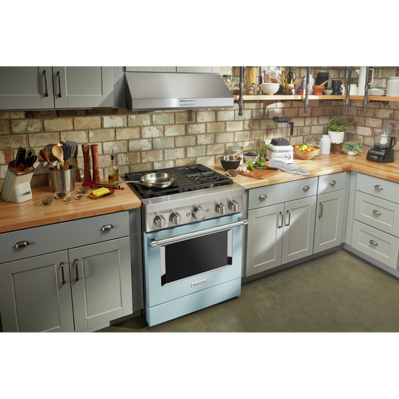 KitchenAid® 30'' Smart Commercial-Style Dual Fuel Range with 4 Burners KFDC500JMB