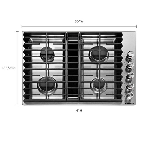 Kitchenaid® 30" 4 Burner Gas Downdraft Cooktop KCGD500GSS