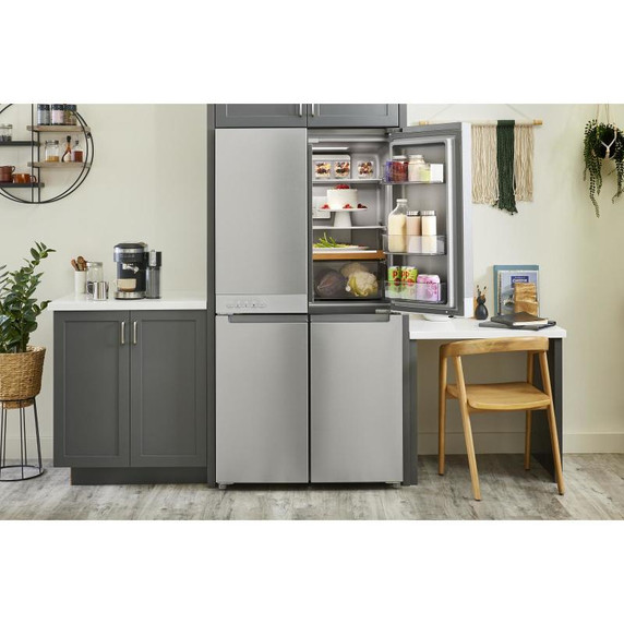 Kitchenaid® 19.4 cu. ft. 36-inch wide Counter-Depth 4-Door Refrigerator with PrintShield™ Finish KRQC506MPS