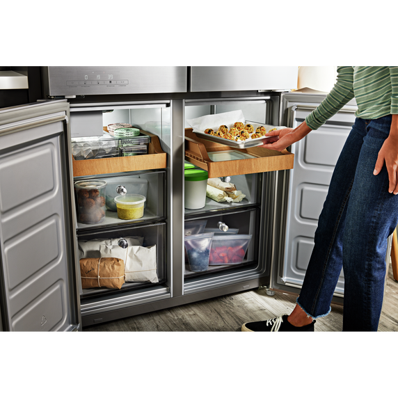 Kitchenaid® 19.4 cu. ft. 36-inch wide Counter-Depth 4-Door Refrigerator with PrintShield™ Finish KRQC506MPS