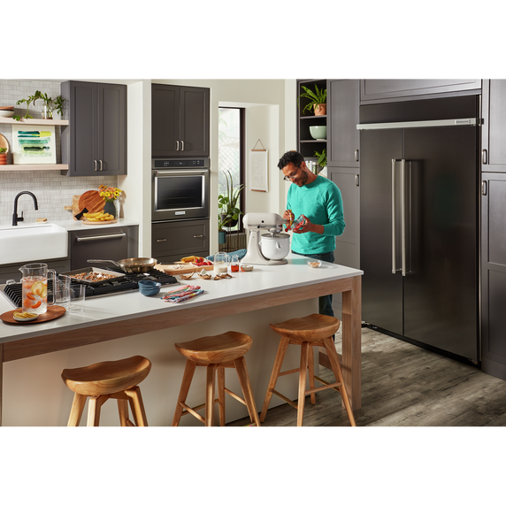 Kitchenaid® 24 Undercounter Refrigerator with Glass Door and Shelves with Metallic Accents and PrintShield™ Finish KURR314KBS