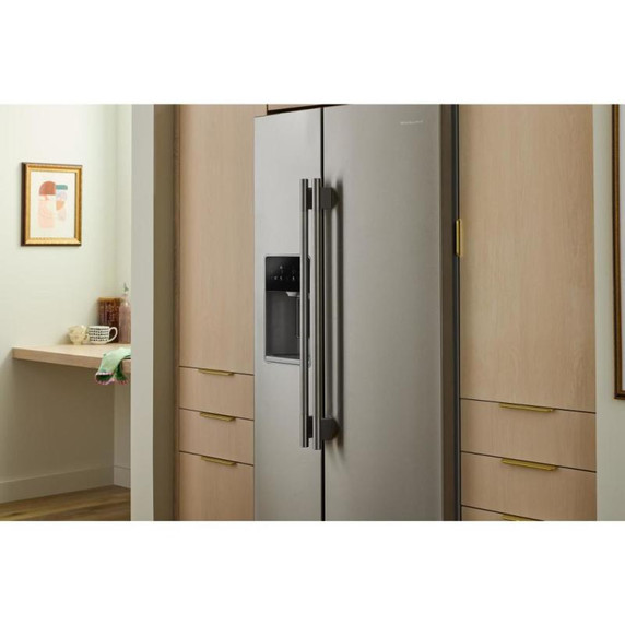 Kitchenaid® 28.7 Cu. Ft. Side-by-Side Refrigerator with Exterior Ice and Water Dispenser in PrintShield™ Finish KRSF536RPS