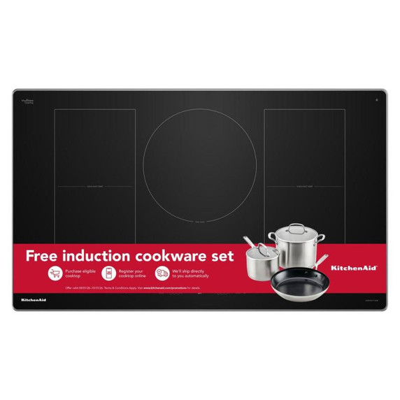 Kitchenaid® 36" Temp Cook™ Induction Cooktop with 5 Cooking Zones KCIT736SSS