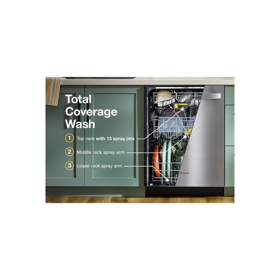Whirlpool® 24-Inch Dishwasher with Total Coverage Wash Action and Auto Open Air Dry in Fingerprint Resistant Stainless Steel WDTS8024SZ