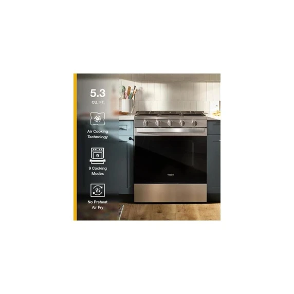 Whirlpool® 30-inch Gas Smart Range with Fan Convection Air Cooking Technology WSGS5030SW