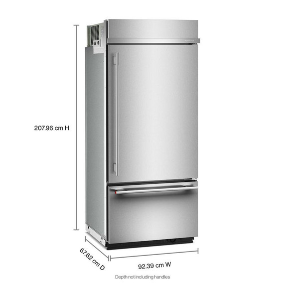 Kitchenaid® 20.8 Cu. Ft. 36" Built-In Bottom Mount Refrigerator with Platinum Interior KBBR336SPS