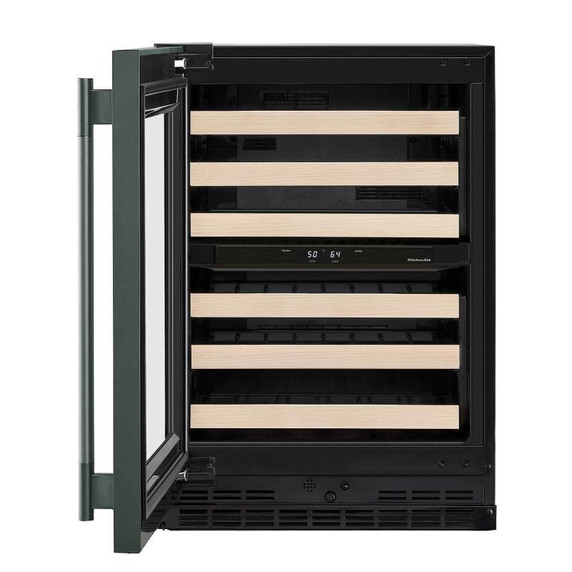 Kitchenaid® 24" Undercounter Wine Cellar with Full-Extension Wood-Front Racks KUWL524SJP