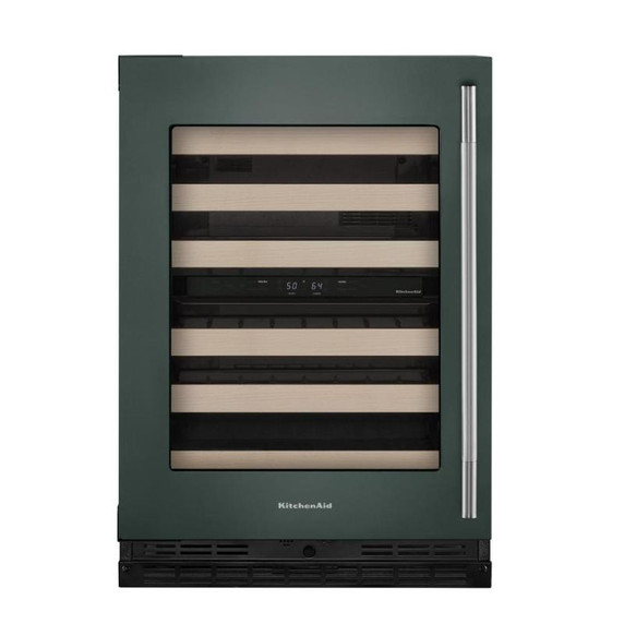 Kitchenaid® 24" Undercounter Wine Cellar with Full-Extension Wood-Front Racks KUWL524SJP