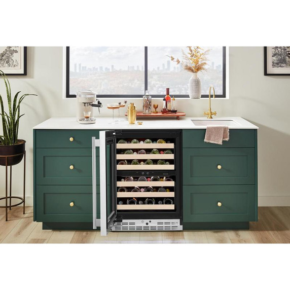Kitchenaid® 24" Undercounter Wine Cellar with Full-Extension Wood-Front Racks KUWL524SPS