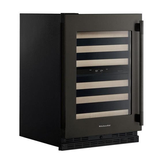 Kitchenaid® 24" Undercounter Wine Cellar with Full-Extension Wood-Front Racks KUWL524SBE