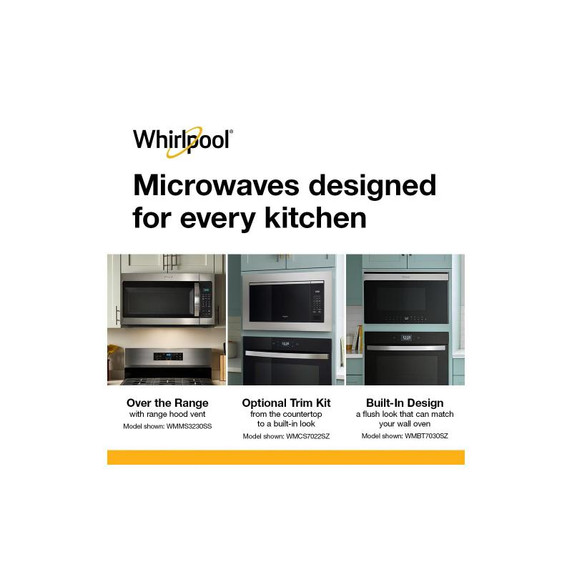 Whirlpool® 1.1 cu. ft. Built-In Smart Multifunctional Microwave Oven with Air Fry - 900 watts YWMBT7030SV