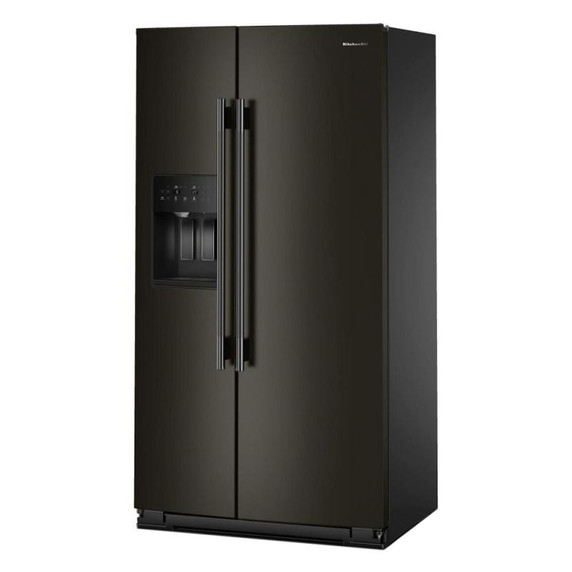 Kitchenaid® 20.8 Cu. Ft. Counter-Depth Side-by-Side Refrigerator with Exterior Ice and Water Dispenser in Black Ore KRSC536RBE