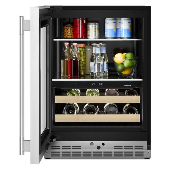 Kitchenaid® 24" Beverage Center with Glass Door and Wood-Front Racks KUBL524SPS