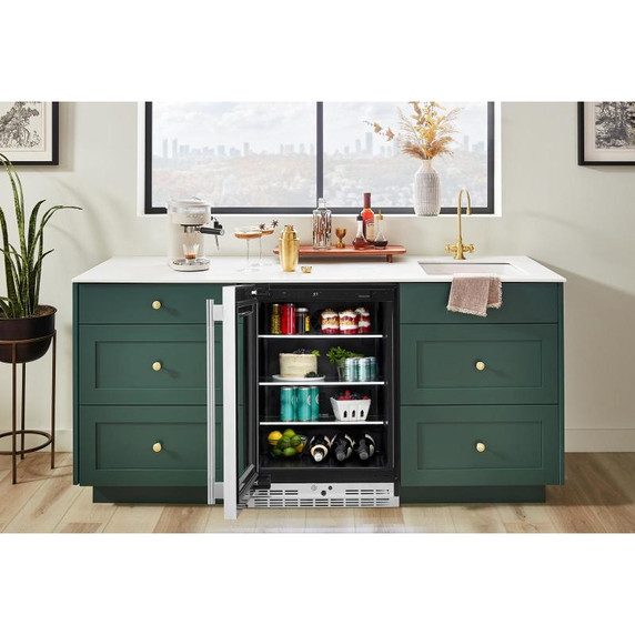 Kitchenaid® 24" Undercounter Refrigerator with Glass Door and Shelves with Metallic Accents KURL524SPS