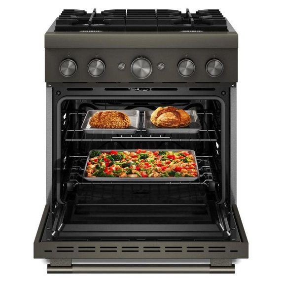 KitchenAid® 30-Inch 4 Burner Commercial-Style Dual Fuel Range with No Preheat Air Fry Mode KFDS930SBE
