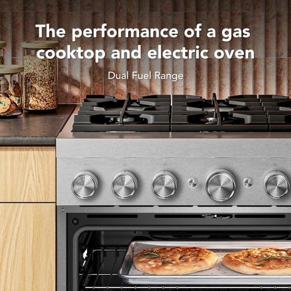 KitchenAid® 36-Inch 6 Burner Commercial-Style Dual Fuel Range with No Preheat Air Fry Mode KFDS936SSS