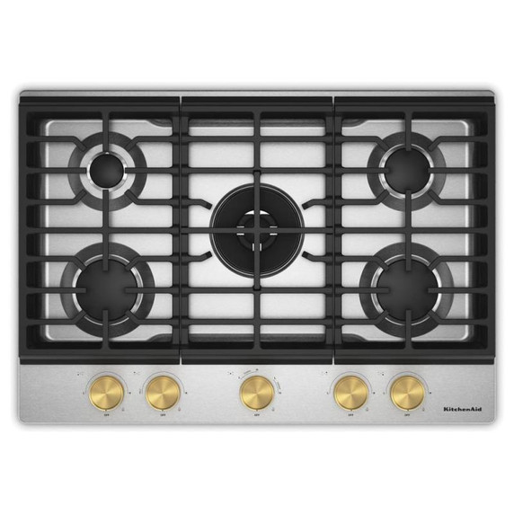 Kitchenaid® Gas-on-Metal Cooktop with an Integrated Wok Grate and CookShield™ Finish KCGK530SSS