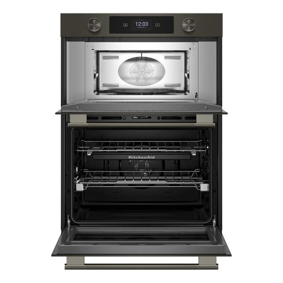 Kitchenaid® 30-inch Smart Electric Combo Wall Oven with Intelligent Cooking Camera - Black Ore KOEC930SBE