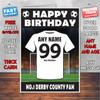Personalised Derby Football Fan Birthday Card - Soccer team - Any Age - Any Name - Any Message