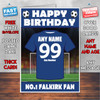 Personalised Falkirk Football Fan Birthday Card - Soccer team - Any Age - Any Name - Any Message