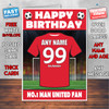 Personalised Man United Football Fan Birthday Card - Soccer team - Any Age - Any Name - Any Message